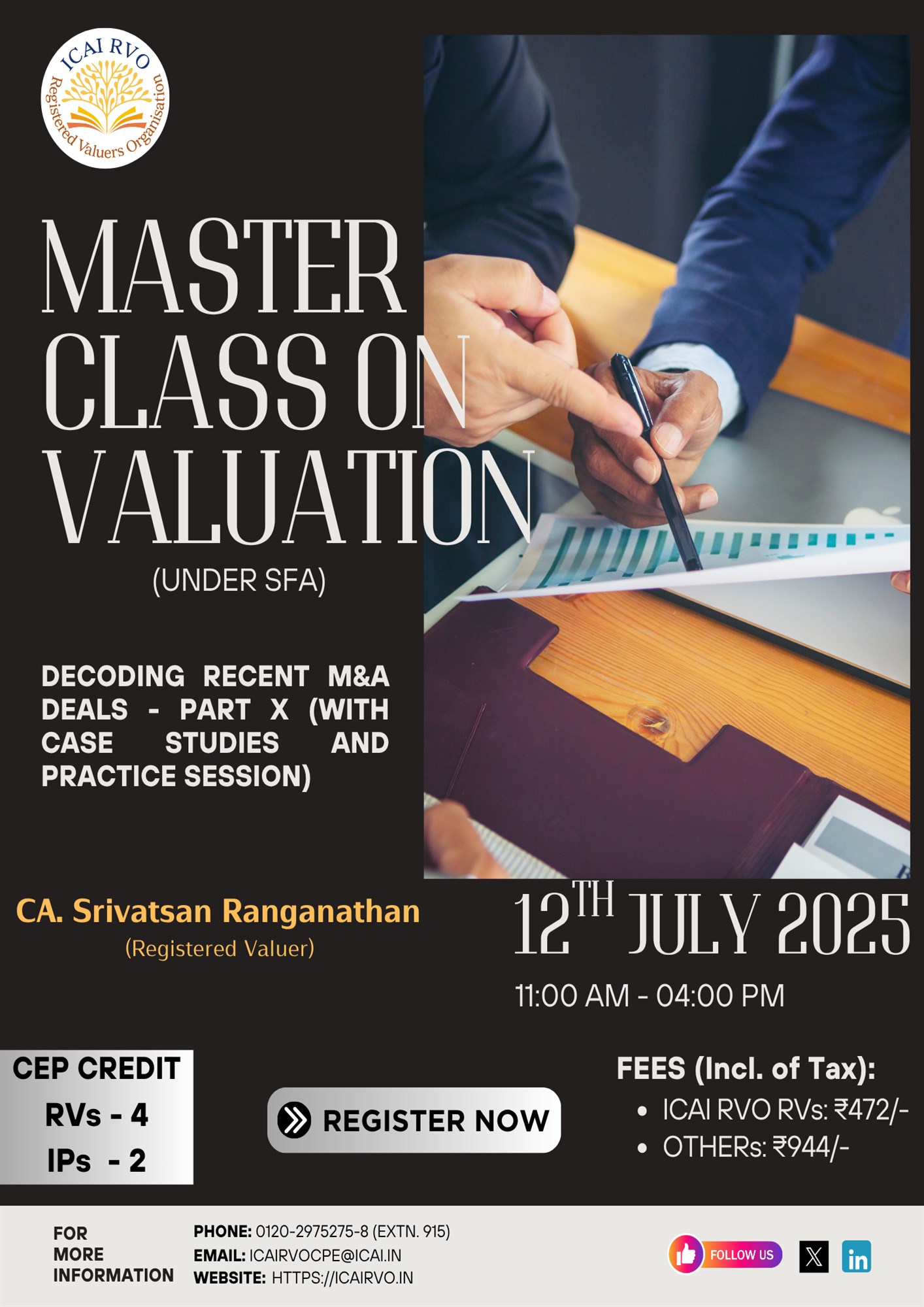 Master Class on Valuation by ICAI RVO on 12th July 2025
