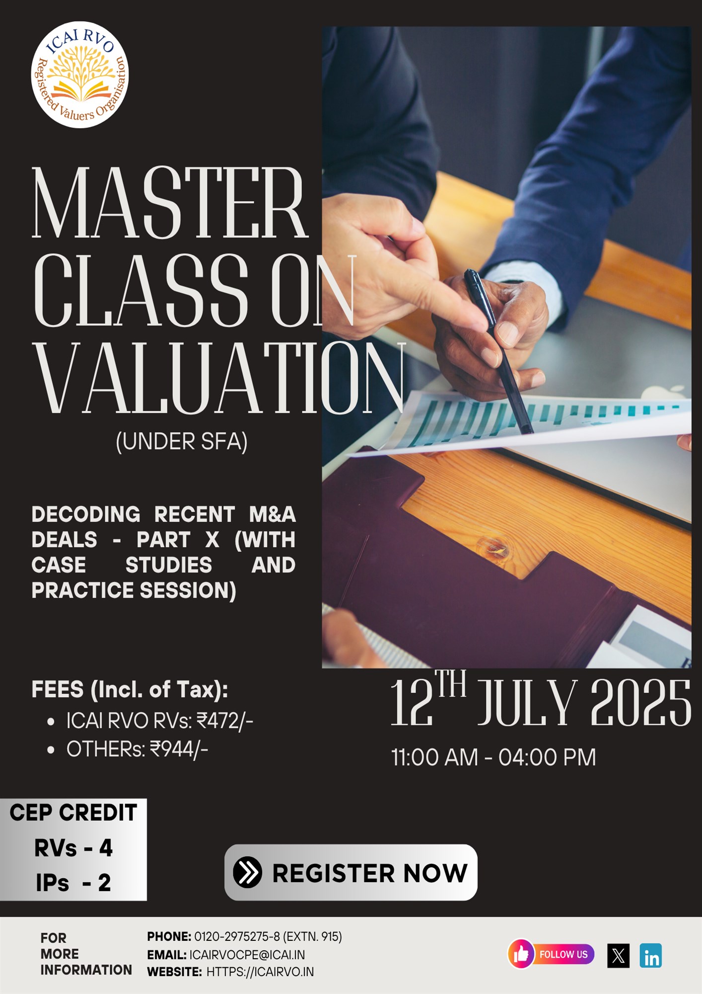 Master Class on Valuation by ICAI RVO on 12th July 2025